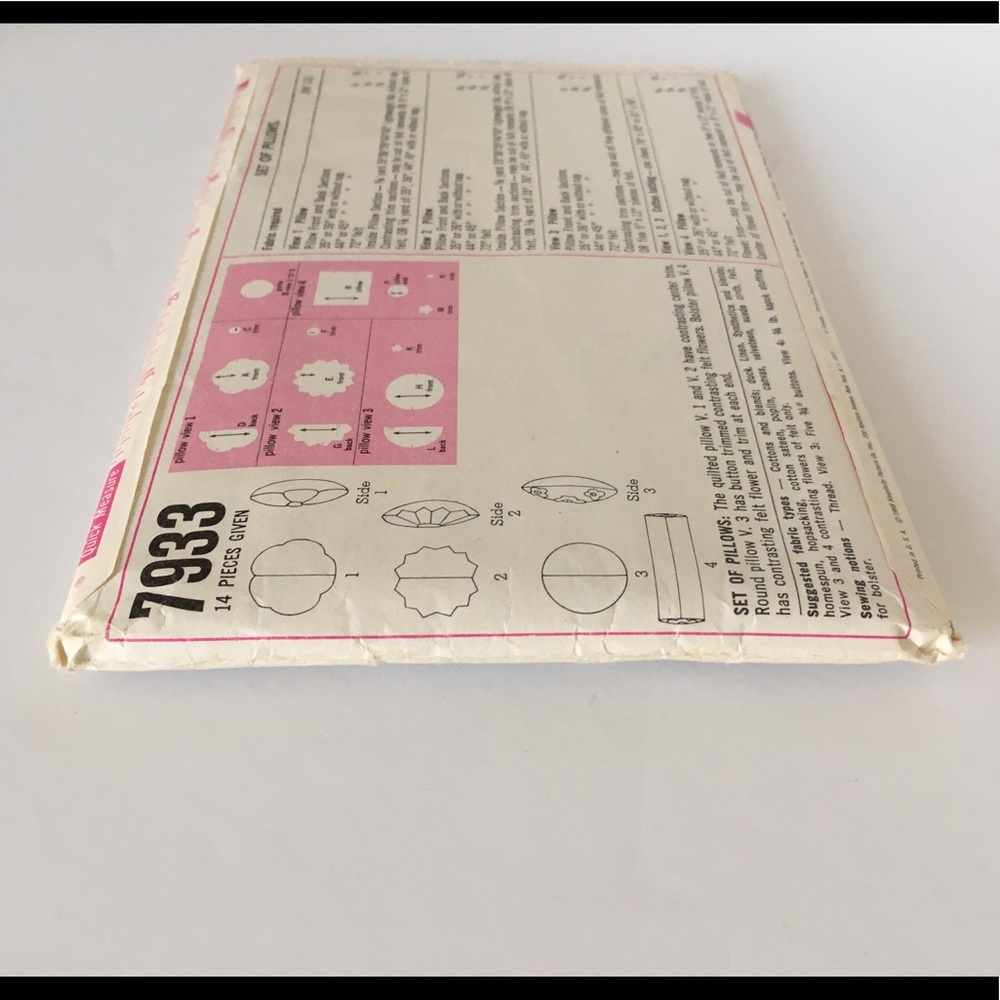 Vintage Simplicity round pillow sewing  pattern - Picture 5 of 10